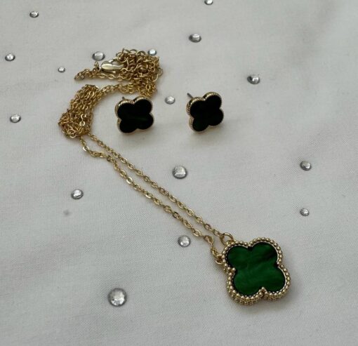 Zelly Clover Green 14K Gold Plated Necklace - Image 3