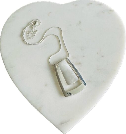 Silver Short Necklace with high gloss and brushed silver detail - Image 5