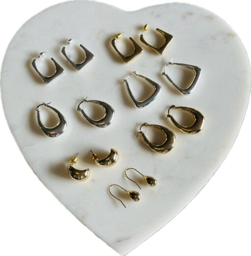 Elvira Silver Organic Shape Oval Earrings - Image 4