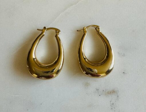 Elvira Gold Organic Shape Oval Earrings - Image 3