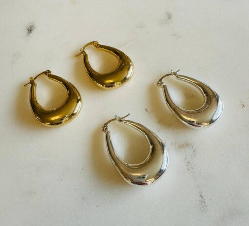 Elvira Silver Organic Shape Oval Earrings
