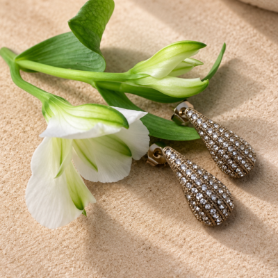 Gold Pavé Teardrop Earrings