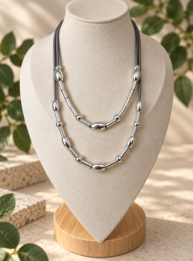 Amaris Silver Layered Necklace - Image 2