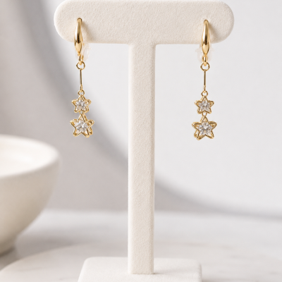 Gold Twinkle Star Drop Earrings