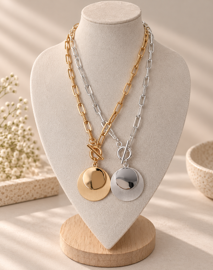 Luna Gold Statement Pendant Necklace - Image 5