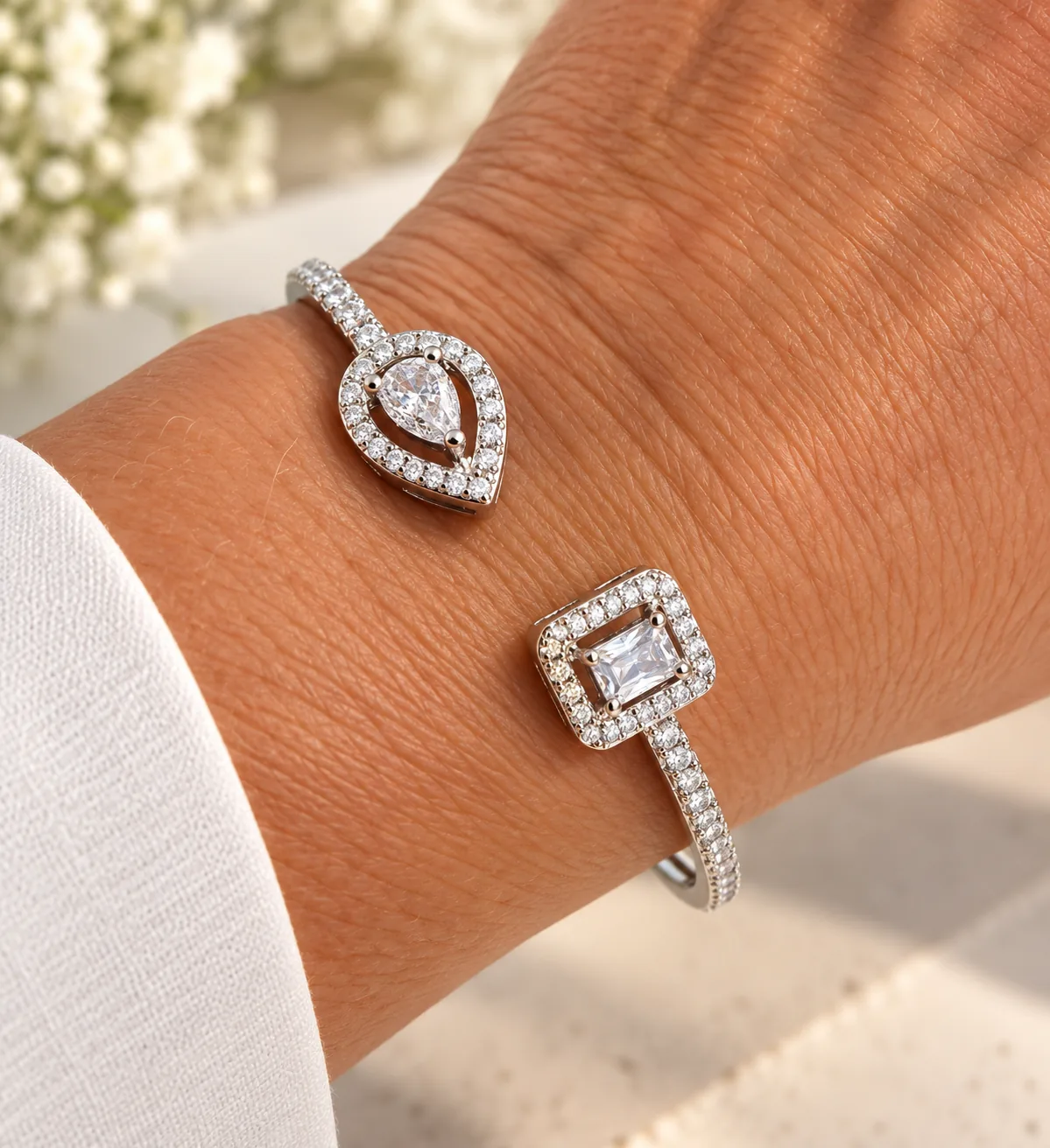 Duo Cut Sparkle Cuff Bracelet - Image 2