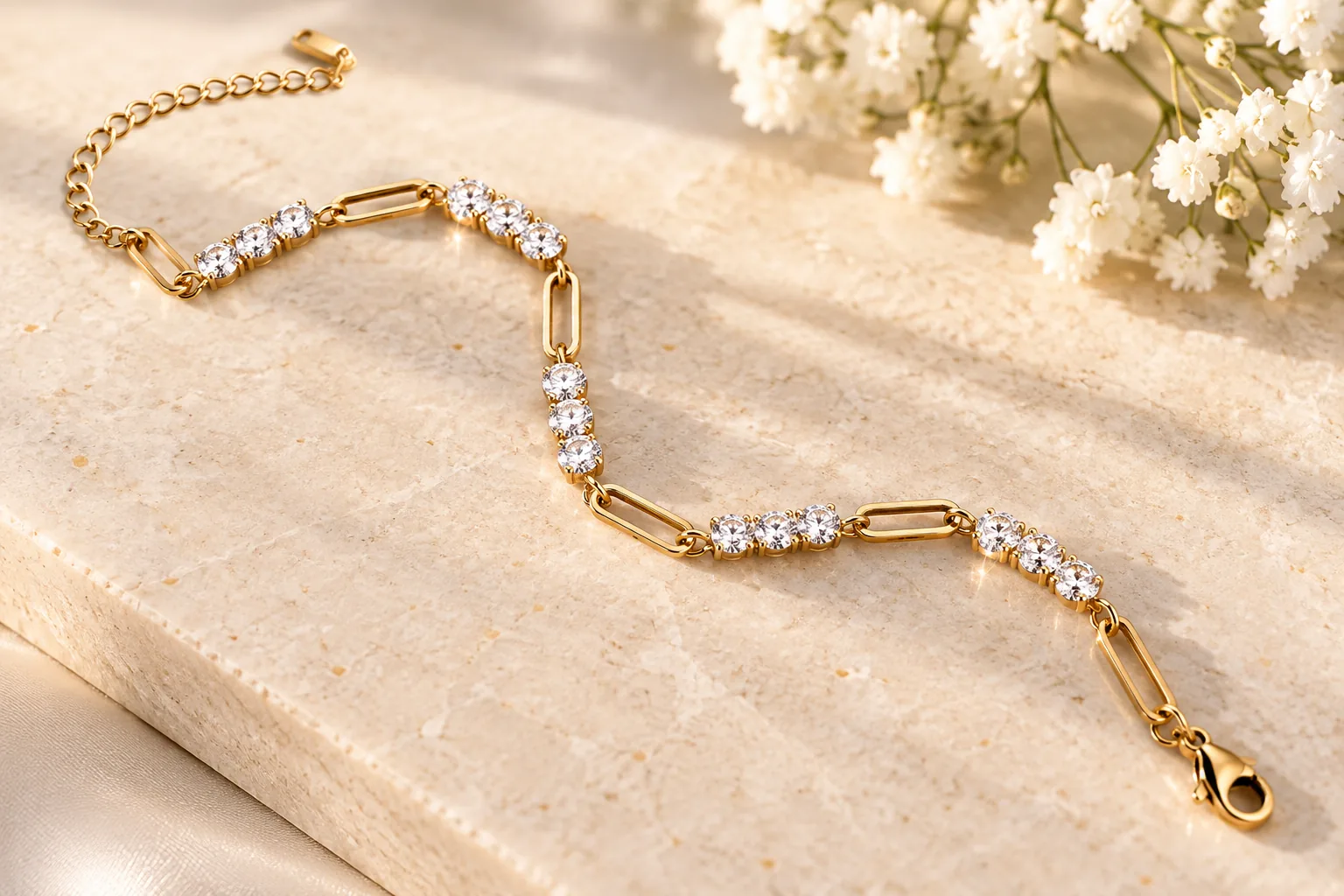 Crystal Link Sparkle Bracelet Gold - Image 2
