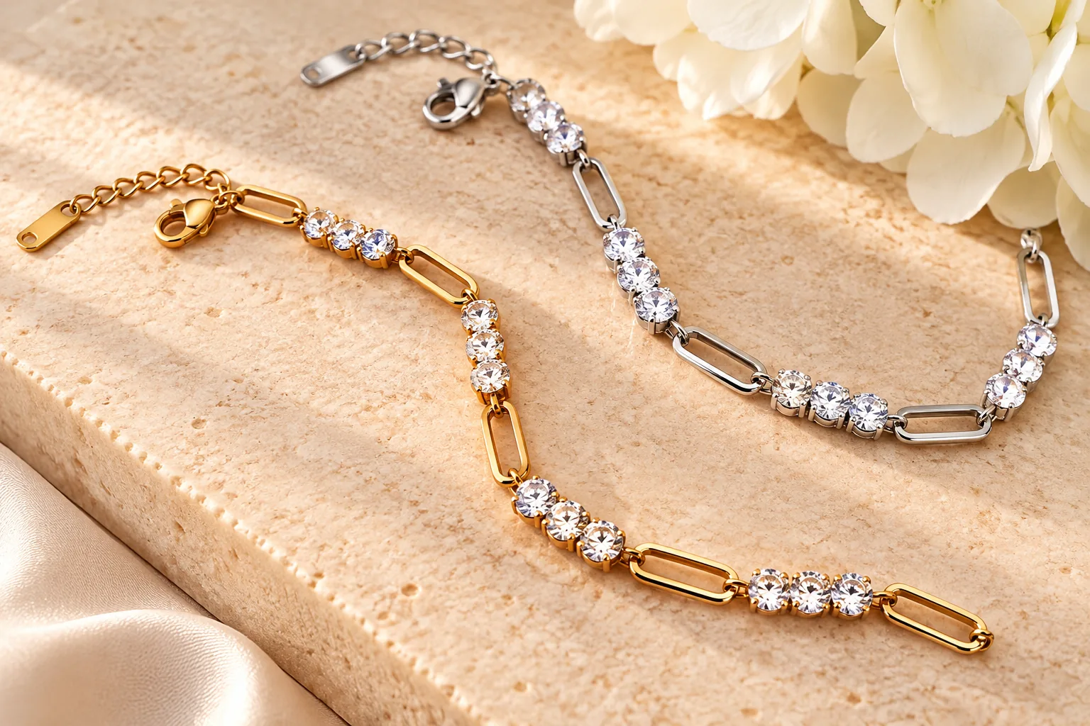 Crystal Link Sparkle Bracelet Silver - Image 4