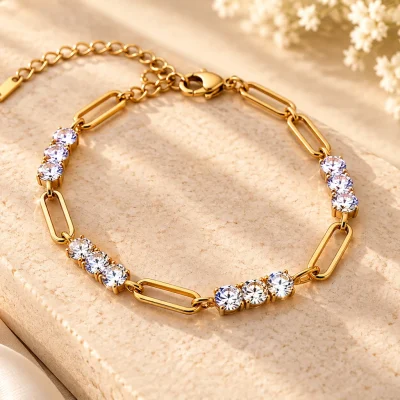 Crystal Link Sparkle Bracelet Gold