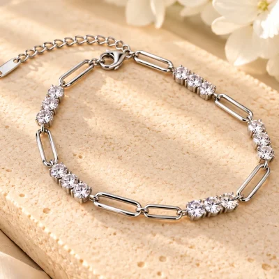 Crystal Link Sparkle Bracelet Silver