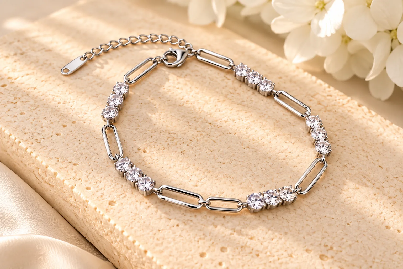Crystal Link Sparkle Bracelet Silver