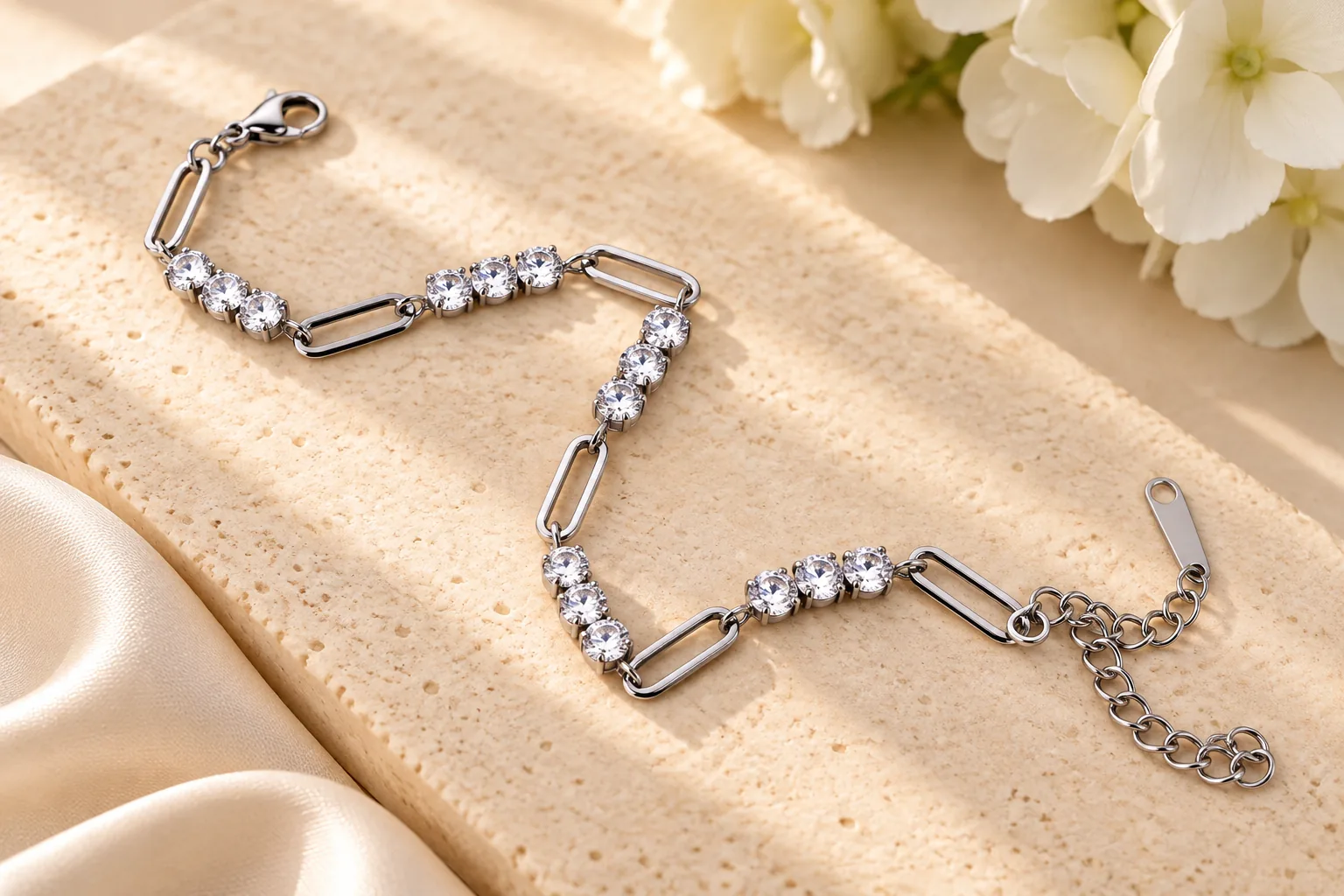 Crystal Link Sparkle Bracelet Silver - Image 3