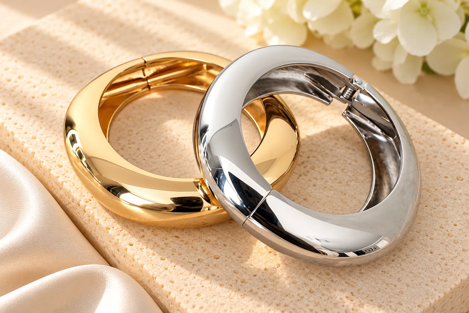 Silver Sculpted Bangle - Image 3