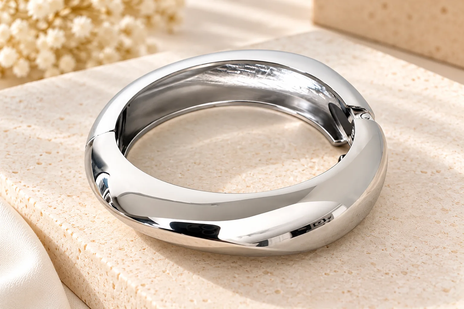 Silver Sculpted Bangle