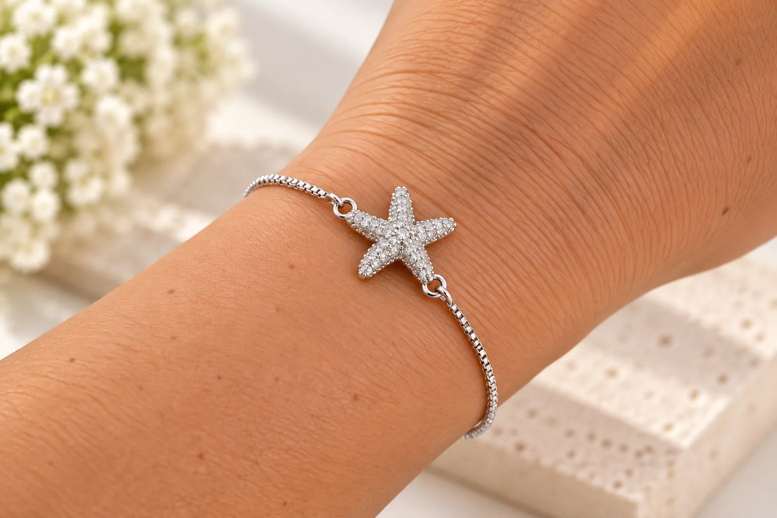 Silver Sparkle Starfish Bracelet - Image 2