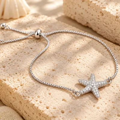 Silver Sparkle Starfish Bracelet
