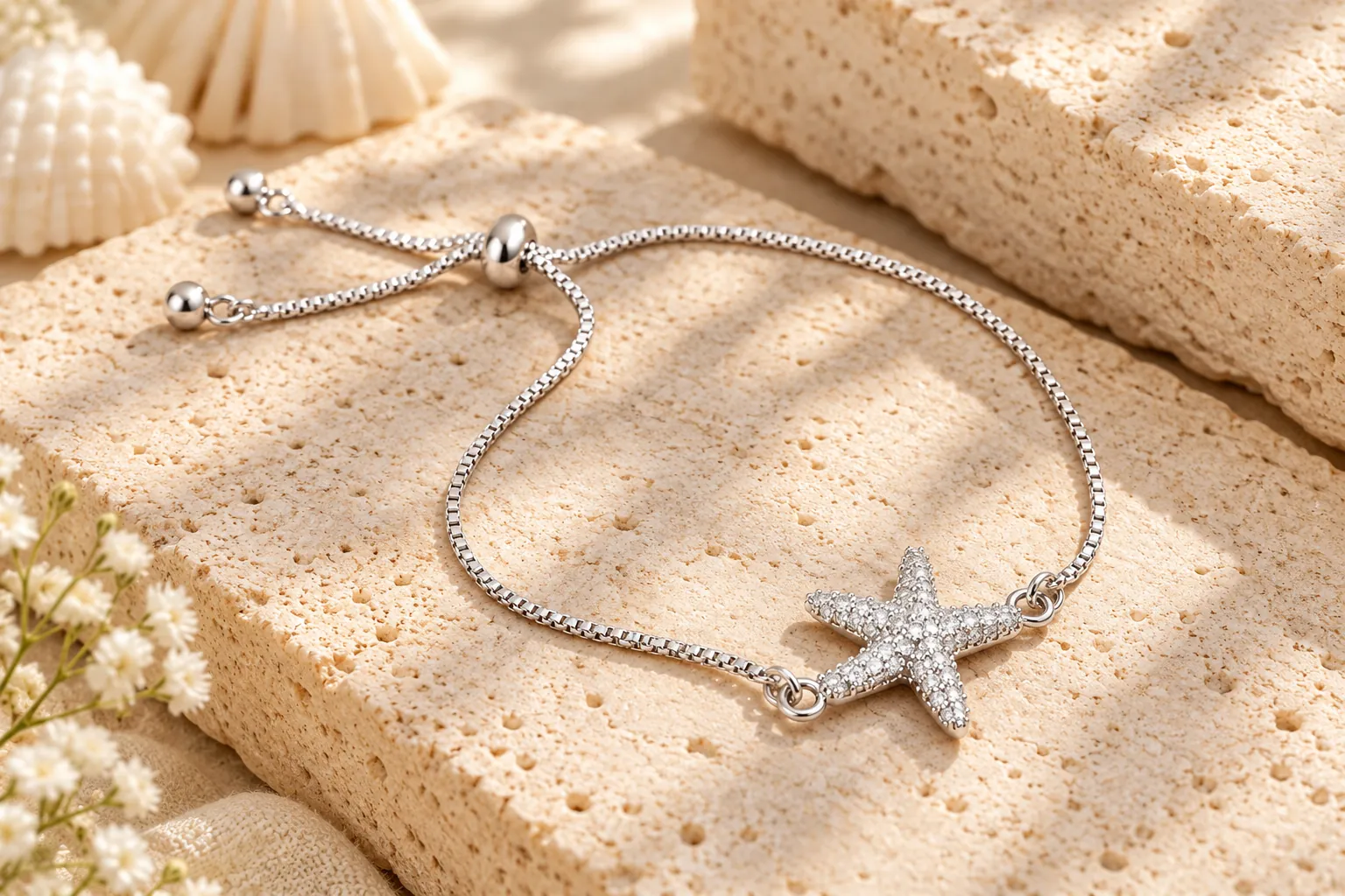 Silver Sparkle Starfish Bracelet