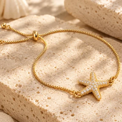 Gold Sparkle Starfish Bracelet