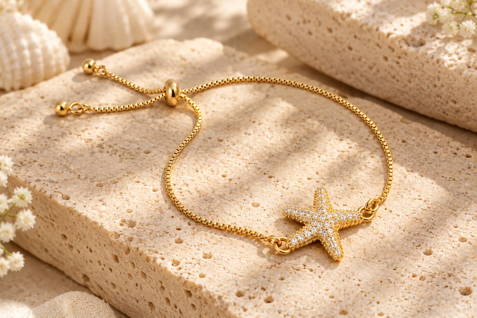 Gold Sparkle Starfish Bracelet