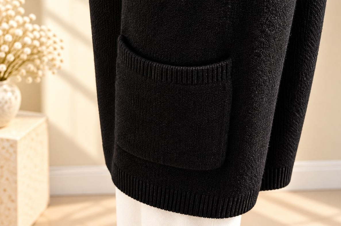 The Luxe Faux Fur Collar Pocket Scarf – Black - Image 3