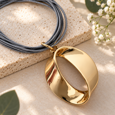 Elara Gold Sculptural Pendant Necklace