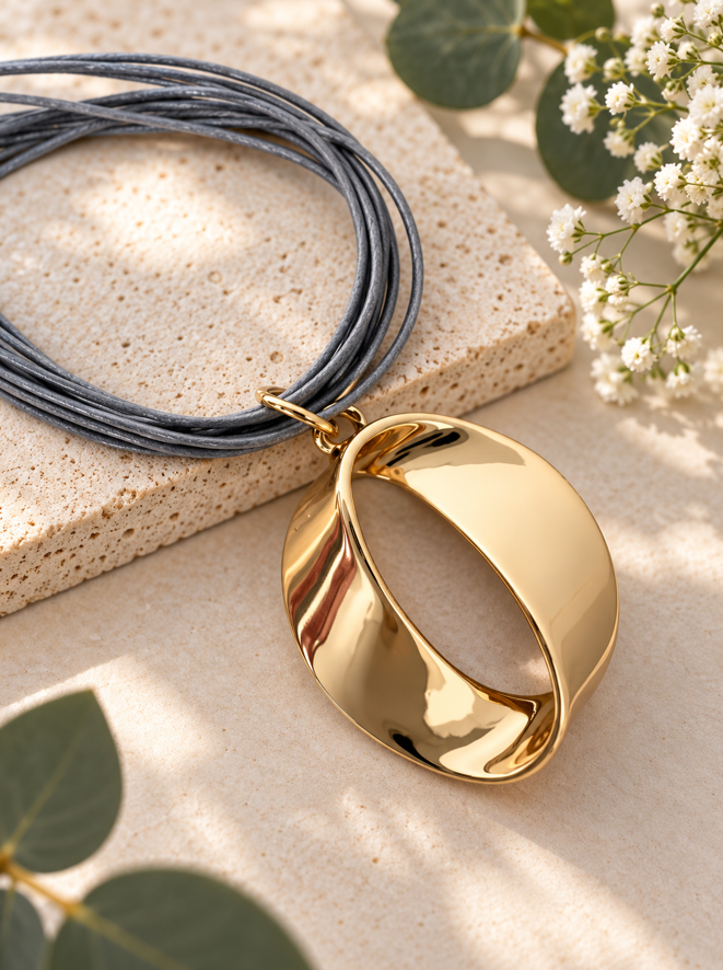 Elara Gold Sculptural Pendant Necklace