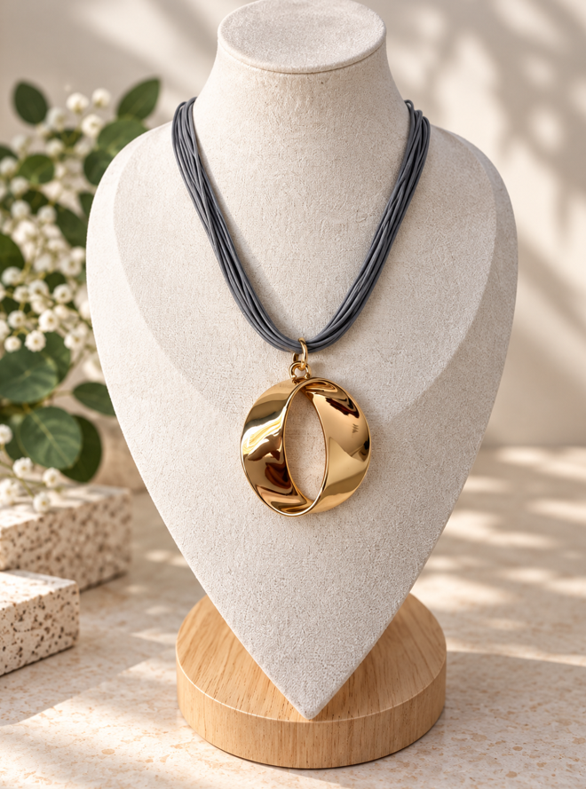 Elara Gold Sculptural Pendant Necklace - Image 3
