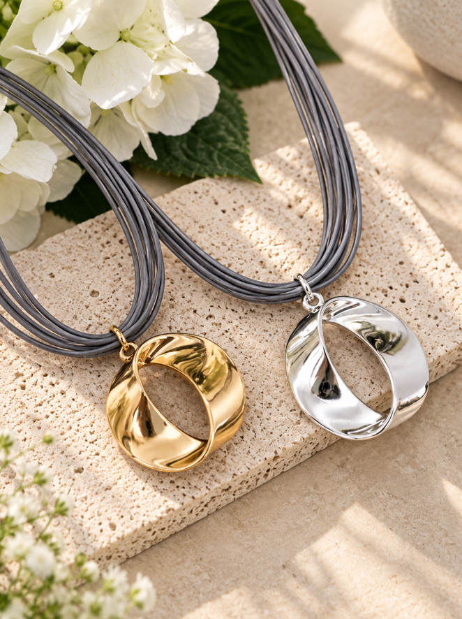 Elara Gold Sculptural Pendant Necklace - Image 2