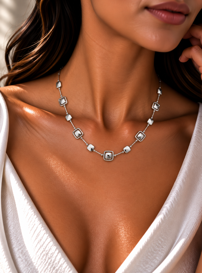 Estelle Silver Metal Necklace - Image 4