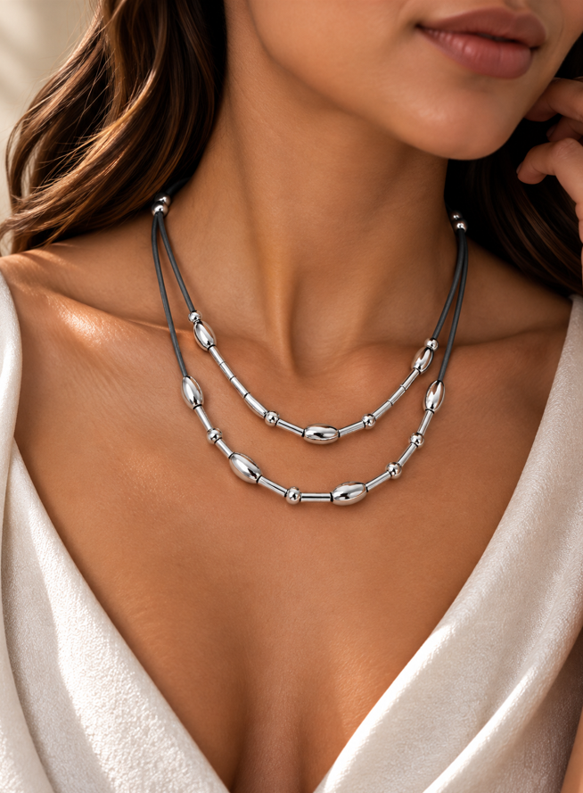 Amaris Silver Layered Necklace - Image 4