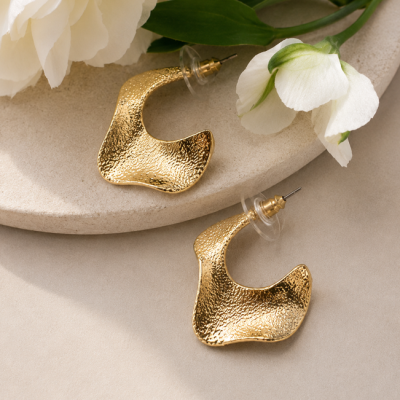 Sculpted Gold Wave Earrings