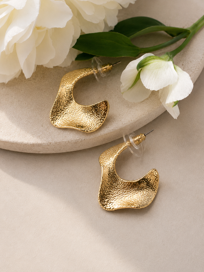 Sculpted Gold Wave Earrings