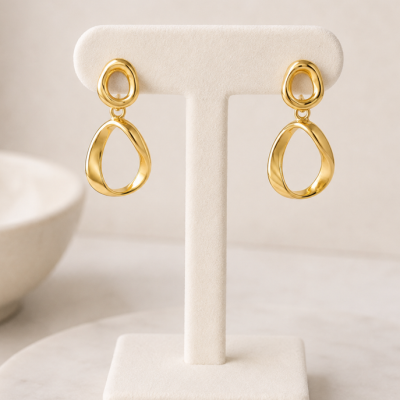 Serenity Gold Twist Drop Earrings