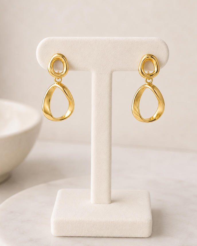 Serenity Gold Twist Drop Earrings