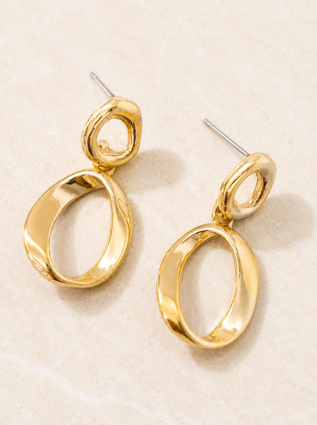Serenity Gold Twist Drop Earrings - Image 2