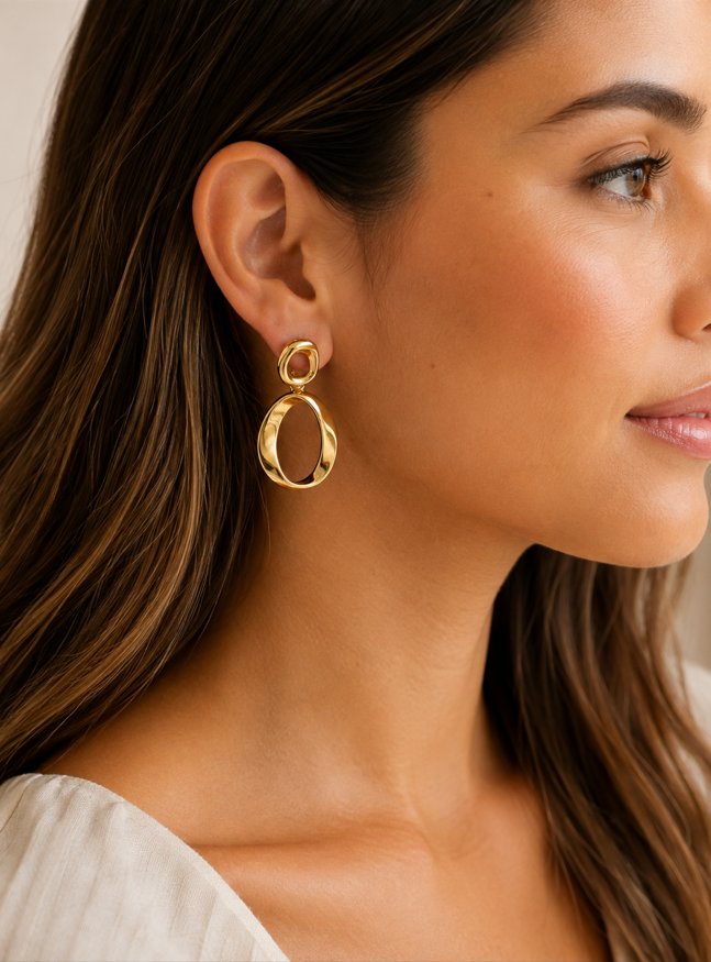 Serenity Gold Twist Drop Earrings - Image 3