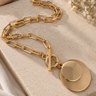 Luna Gold Statement Pendant Necklace