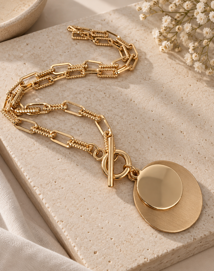 Luna Gold Statement Pendant Necklace