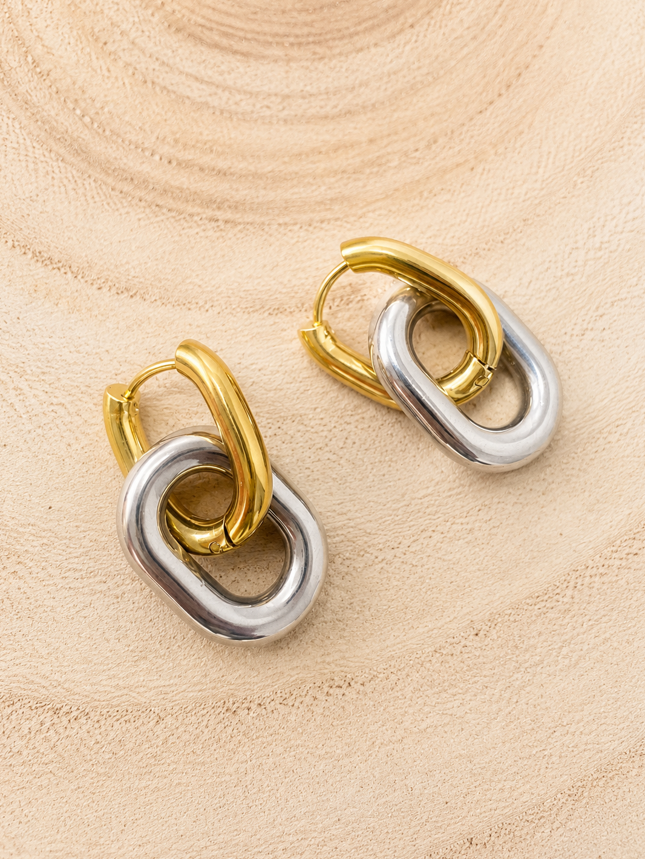 Eclipse Two-Tone Link Earrings - Image 2
