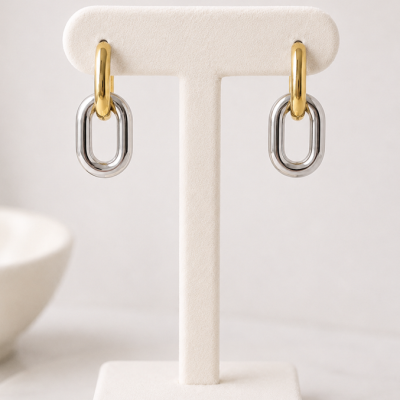 Eclipse Two-Tone Link Earrings