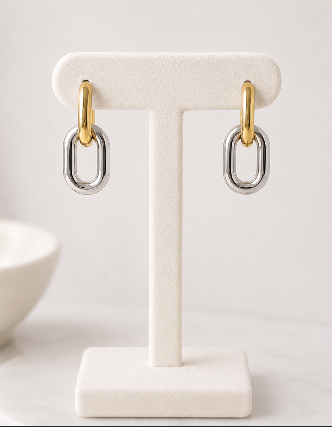 Eclipse Two-Tone Link Earrings
