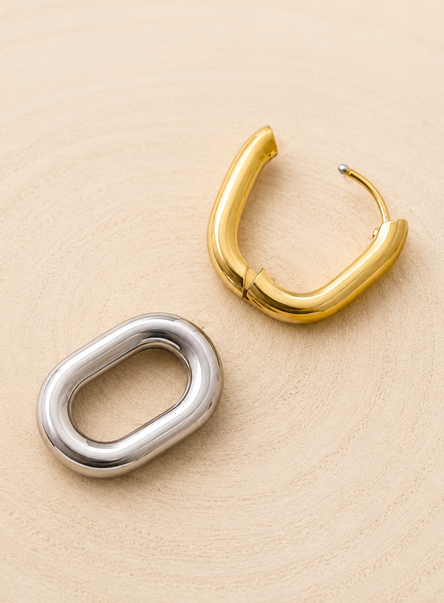 Eclipse Two-Tone Link Earrings - Image 3