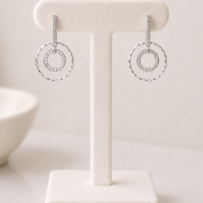 Celeste Silver Sparkle Double Drop Earrings
