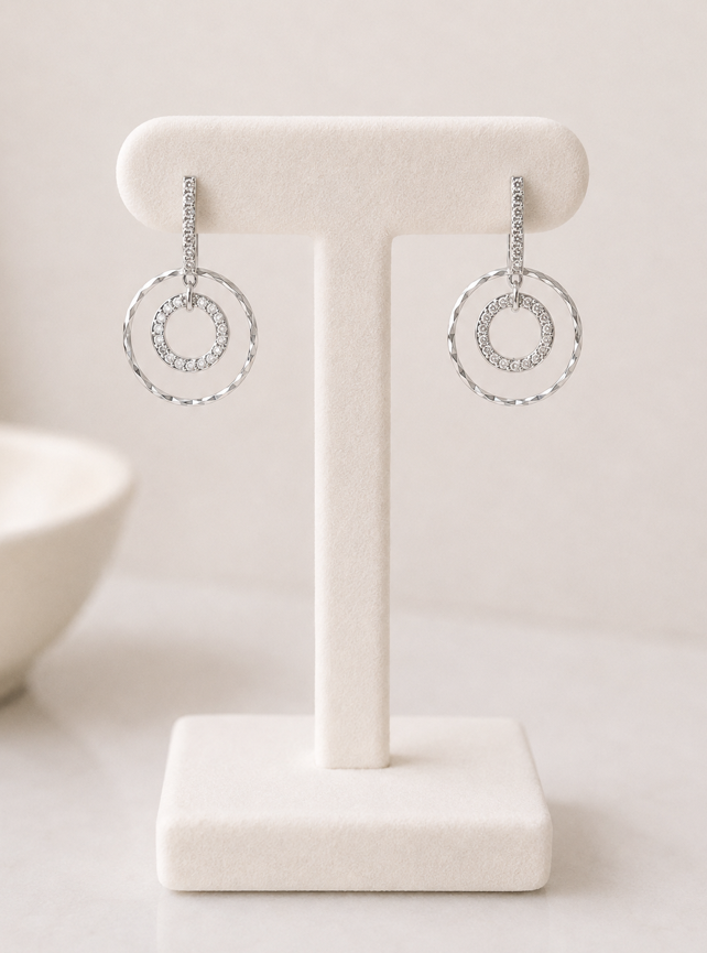 Celeste Silver Sparkle Double Drop Earrings