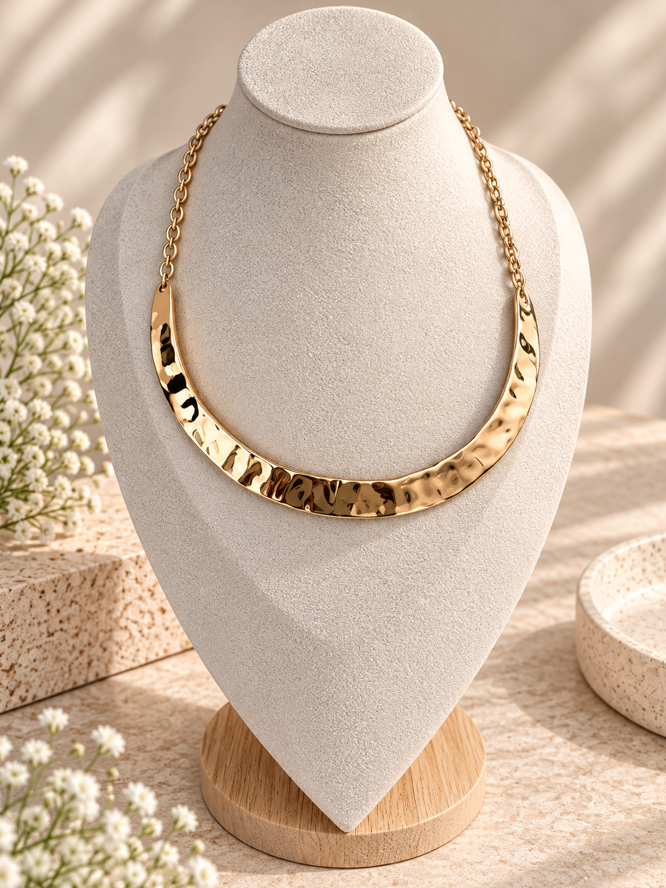 Sculpted Aura Collar Necklace Gold - Image 2