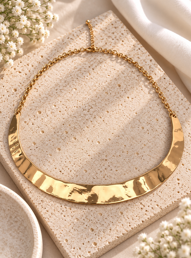 Sculpted Aura Collar Necklace Gold