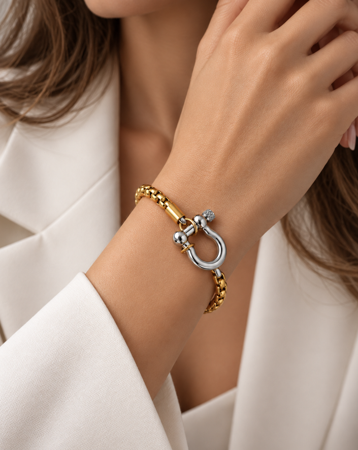 Signature Shackle Two-Tone Bracelet - Image 2