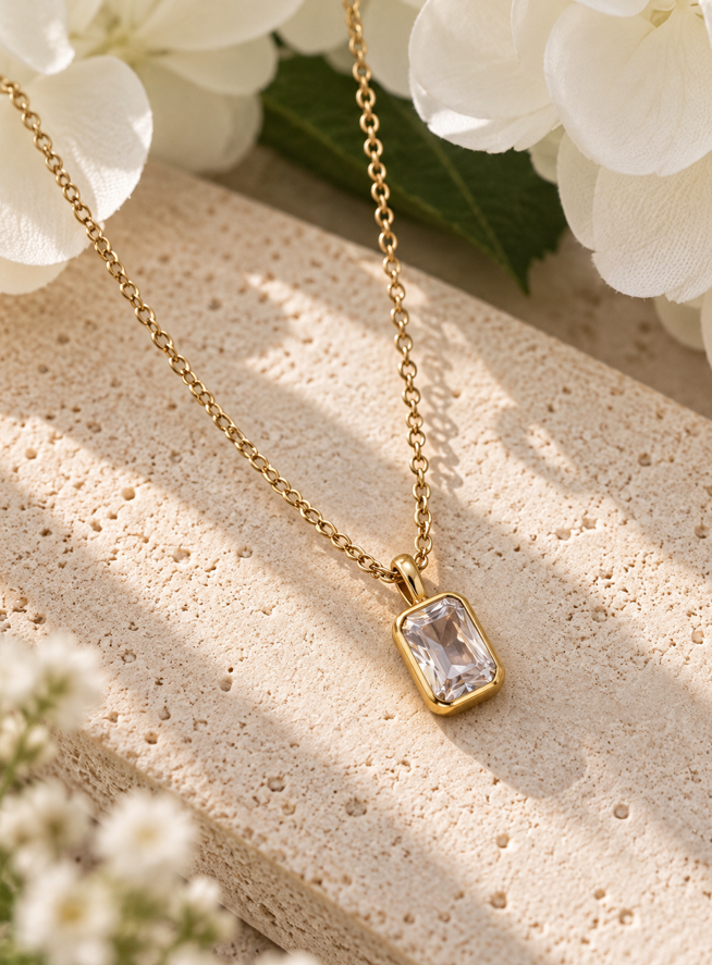 Seraphina Gold Crystal Pendant Necklace