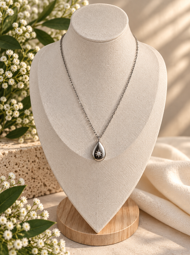 Izzy Celestial Teardrop Necklace – Silver - Image 2