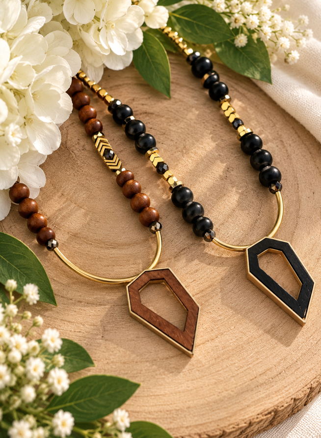 Koa Geo Brown Pendant Necklace - Image 2